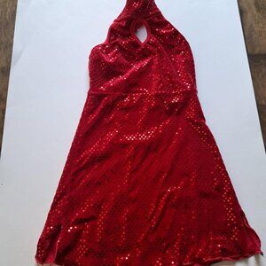 Six-O sequin RED holiday skating show sparkle dance dress girl size 10-12